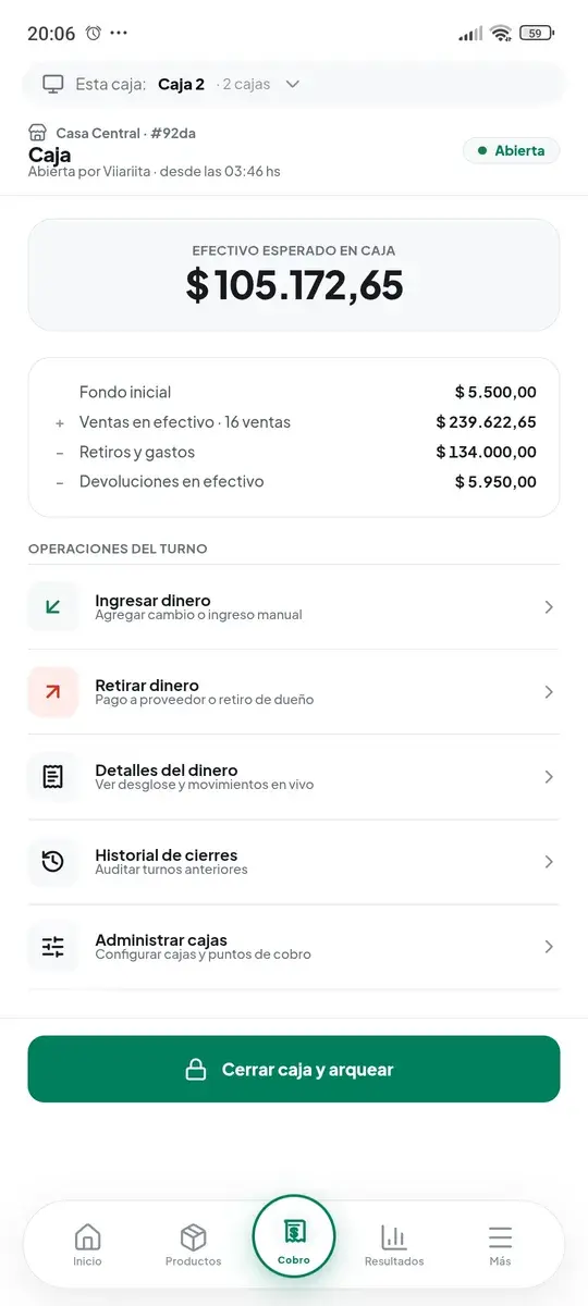 KILO app — caja